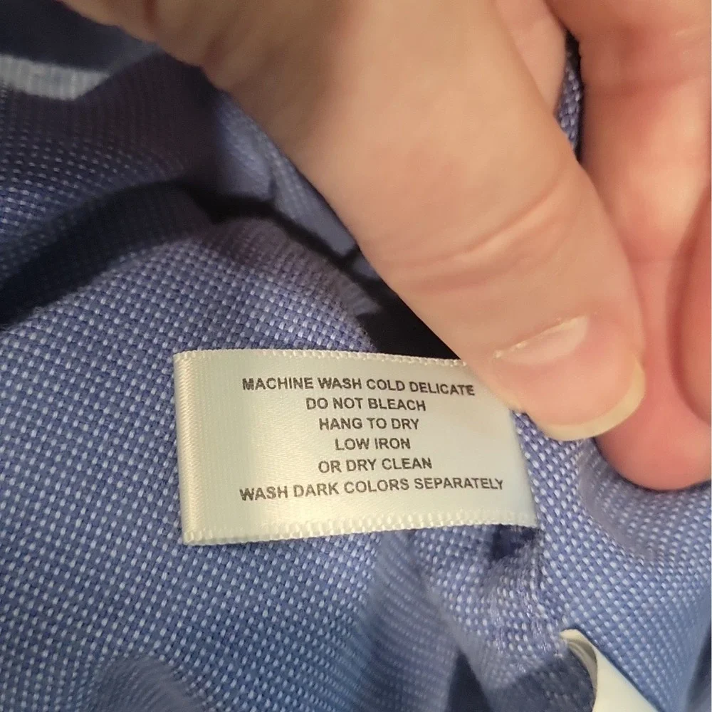 Cutter & Buck Men's LT Blue Solid Woven Cotton Button-Down Shirt Pockets - Picture 15 of 16